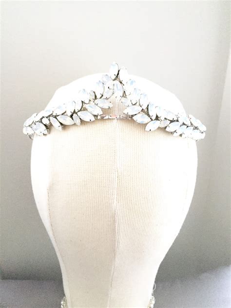 White Opal Bridal Tiara Wedding Tiara Wedding Headband Etsy