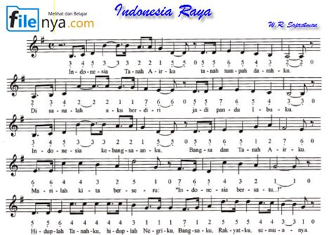 Indonesia Raya Not Angka Not Balok Lirik Chord Filenya