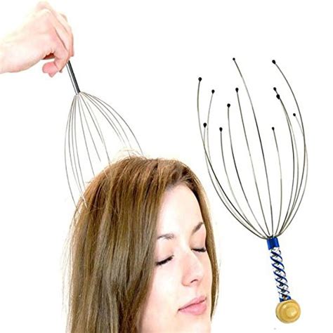 Head Massager Hand Scalp Massager Head Scratcher Steel Wire With Wooden Handle For Spa Relief