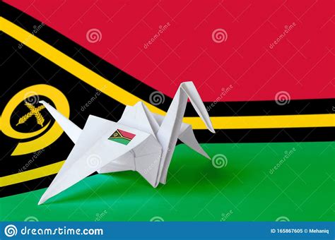 Bandeira Vanuatu Representada Na Asa Do Guindaste De Origami De Papel