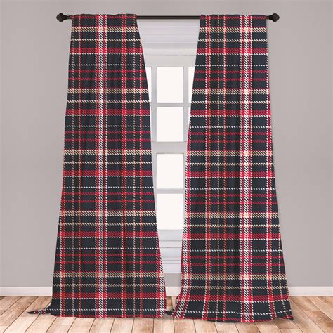 Plaid Curtains 2 Panels Set Classical Pattern With Traditional Origins