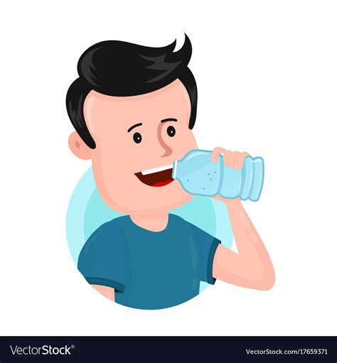 Young Man Drink Water From Plastic Bottle Vector Image