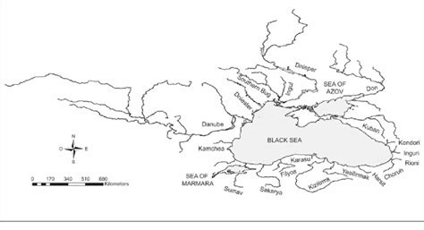 Black Sea Drainage Basin Showing The Locations Of The 19 Rivers