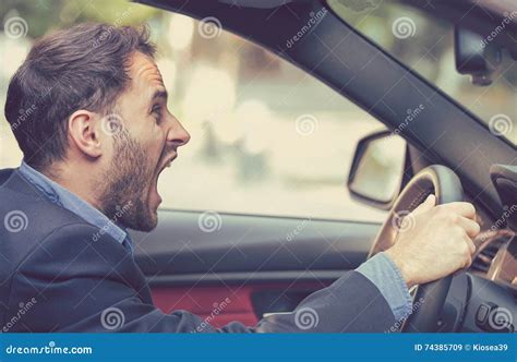Zły Kierowca Negatywny Ludzki Emoci Twarzy Wyrażenie Obraz Stock