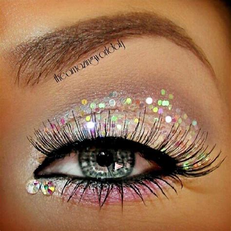 Sparkly Whitepink Eye Makeup With Gems Festival Eye Makeup Eye