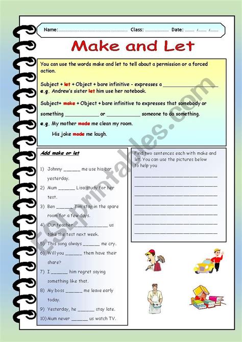 English Activities Grammar Worksheets To Tell Exercise Names