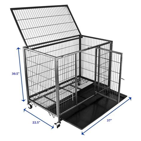 Homey Pet Stackable Dog Cage Withs Wheels And Feeding Bowls 37l X 23w