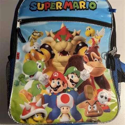 Nintendo Super Mario Bowser Dk Luigi Yoshi 16 Backpack Blue School