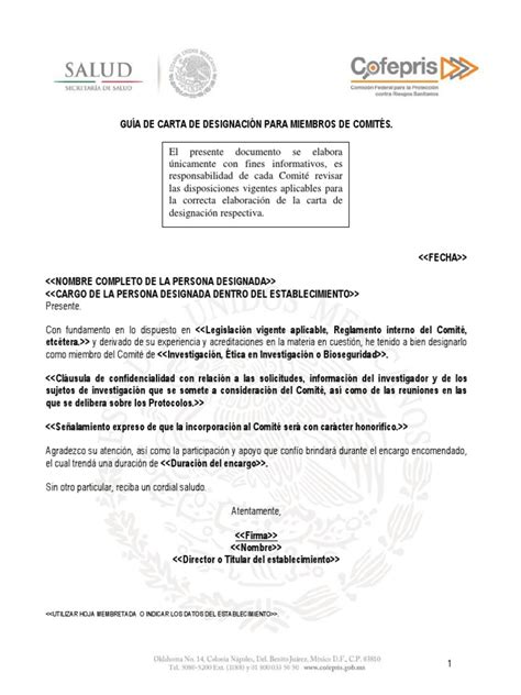 Guia Carta Designacion Comites Pdf