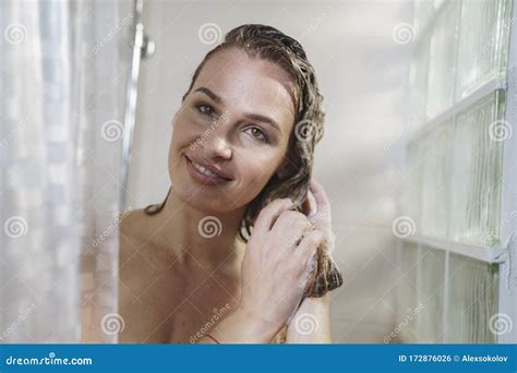Photo Of A Beautiful Woman In Shower Washing Body Stock Photo Image