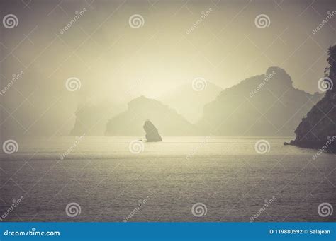 Misty Halong Bay Vietnam Stock Photo Image Of Landscape 119880592