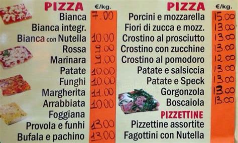 Menu Au Pizzeria Pizza Margherita Rome