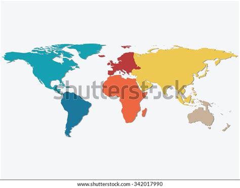 colorful continents world map credit world stock vector royalty