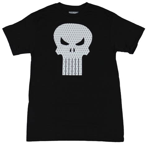 The Punisher Marvel Comics Mens T Shirt Dotted White Logo Image 2x