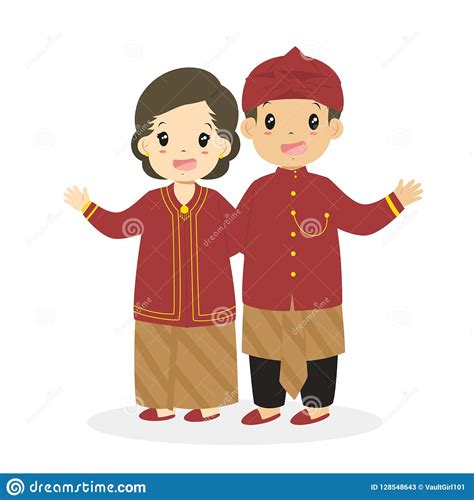 Indonesian Children Wearing West Javanese Traditional Vector Stock