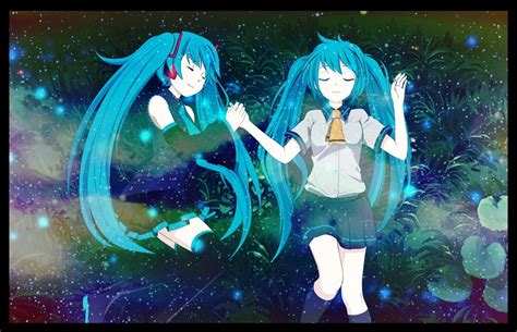 Two Blue Haired Female Anime Characters Digital Wallpaper Anime