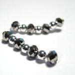 Ear Pins Faceted Bling Silvery Crystals And Silver Beads Pair