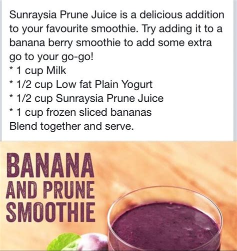 But even though prune juice and plum juice both technically come from plums, there are important differences between the two. Banana & Prune Smoothie | STEPHI NOTES: This is very sweet! But makes prunes taste good. | Kids ...