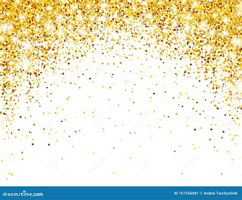 Sparkling Golden Glitter On White Vector Background Falling Shiny