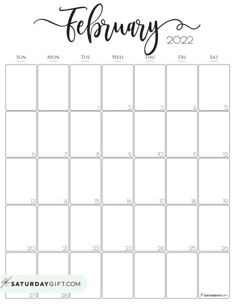 Free Printable February 2022 Calendar With Holidays Pdf Png Free