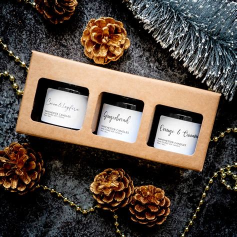 Candle Trio Gift Box Three Boxed Festive Candles Manchester Candles