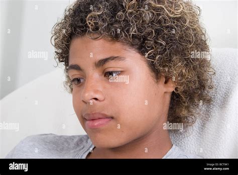 Moody Teenage Mixed Race Black Boy Stock Photo Alamy