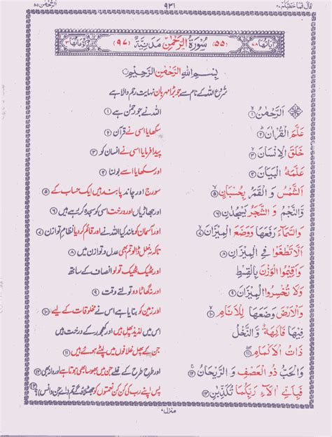Surah Rahman With Urdu Translation