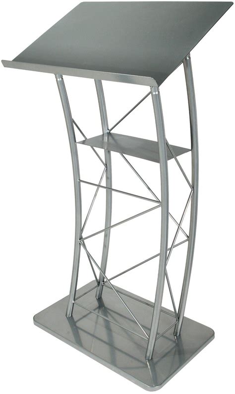 Metal Truss Lectern Podium Large Silver Curved Podiums Direct