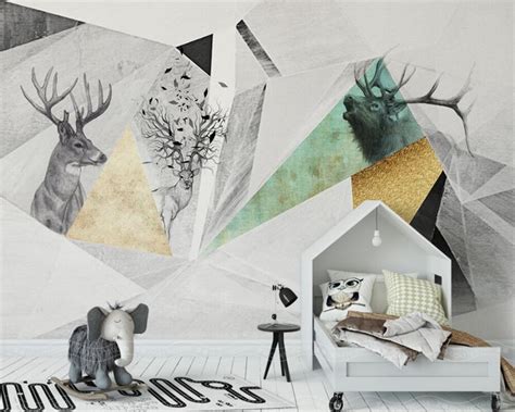 Beibehang Custom Wallpaper Picture Nordic Simple Elk Abstract Geometric