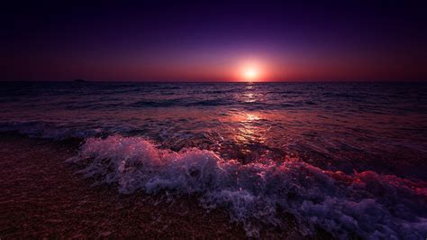 Fond d écran paysage le coucher du soleil mer nuit rive plage lever du soleil soir