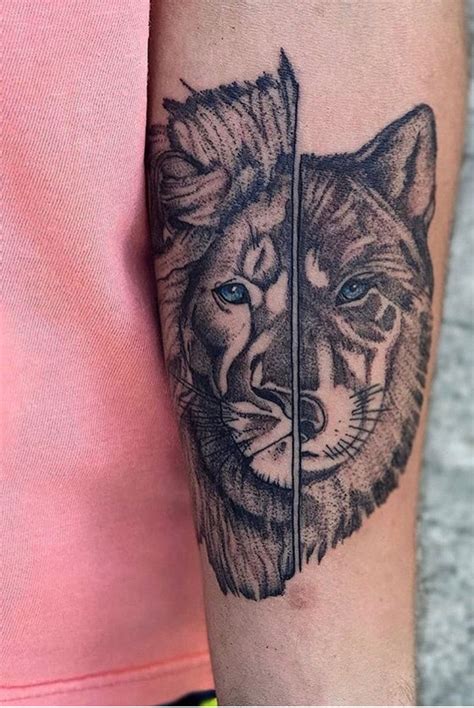 Tattoo Uploaded By Carlos Lion And Wolf Tattoodo