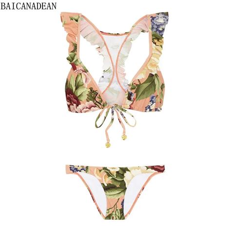 Bikini Ruffle Swimwear Women Swimsuit Lotus Leaf Swimming Suit For