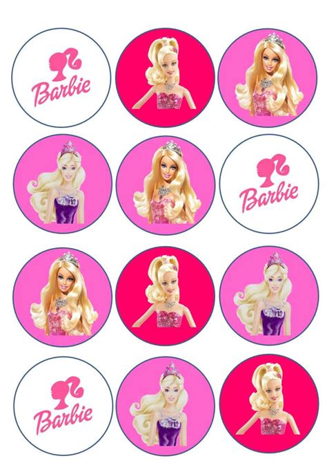 Barbie Edible Cupcake Topper Inch Edible Icing Or Etsy