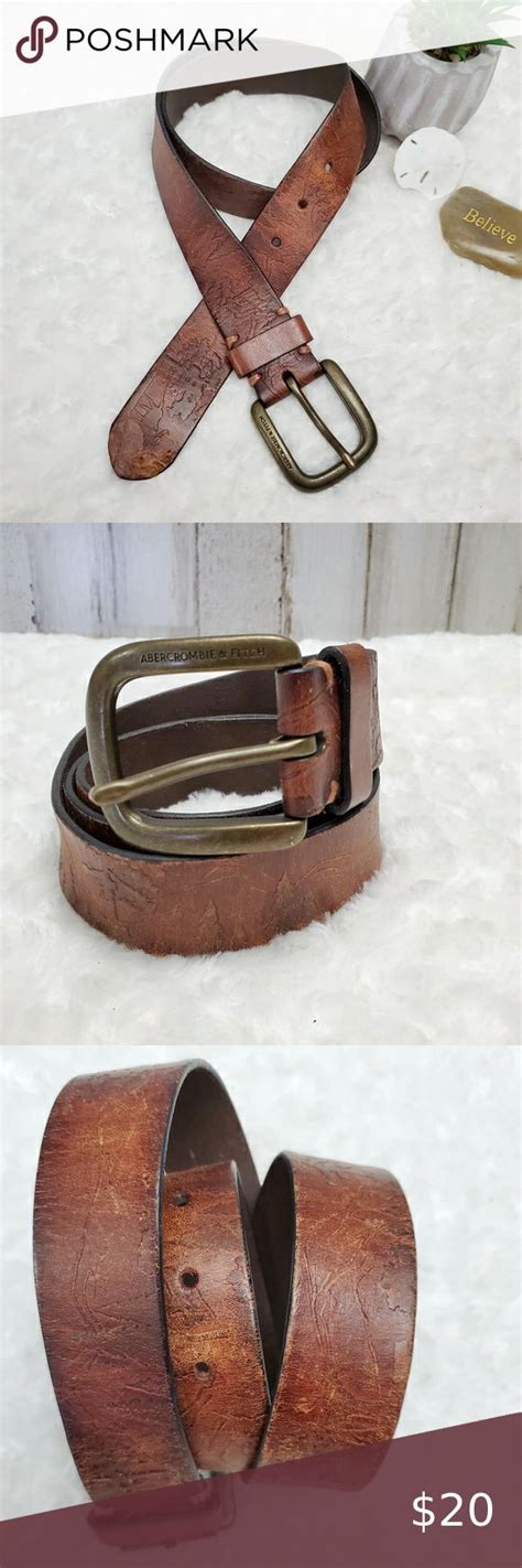 Abercrombie And Fitch Brown Leather Tooled Belt In 2020 Leather Tool Belt Leather Brown Leather