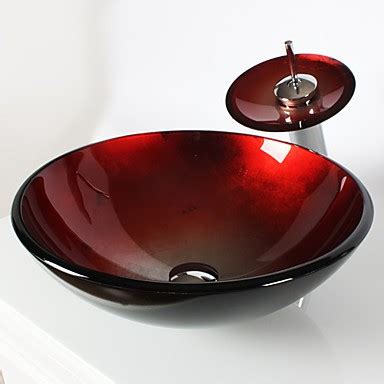 Find a kitchen sink that's deep enough to hold your dishes, but so beautiful you won't want to let them pile up. CLEARANCE -Red Round Tempered glass Vessel Sink With ...