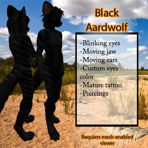 Second Life Marketplace Furry Aardwolf Black