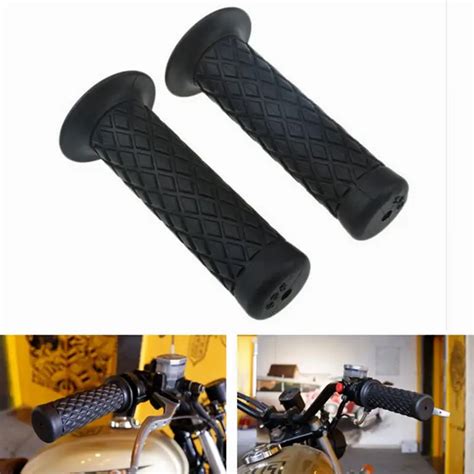 Universal 22mm 78 Vintage Black Diamond Rubber Handlebar Grips Handle