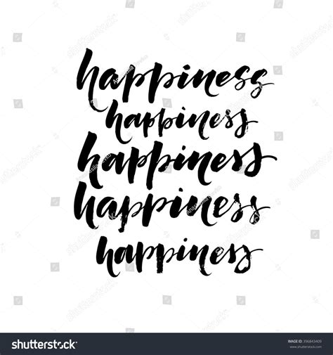 Collection Hand Drawn Words Happiness Ink Stock Vector 396843409