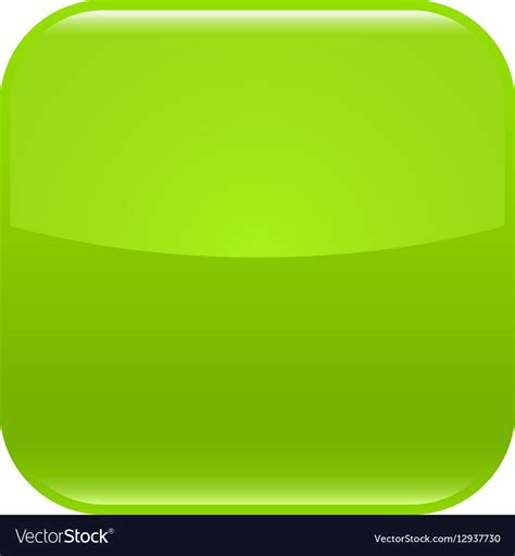 Green Glossy Button Blank Icon Square Empty Shape Vector Image