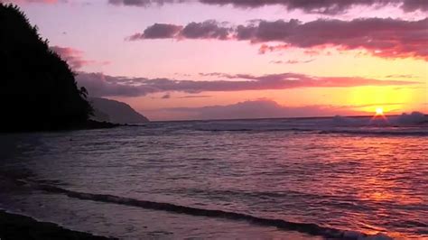Kee Beach Sunset Kauai Hawaii Youtube