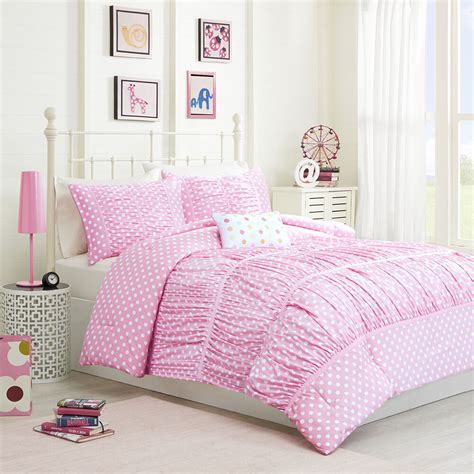 However, the color is a lot lighter than on the picture. BEAUTIFUL SOFT PINK RUFFLED POLKA DOT GIRLS COMFORTER SET ...