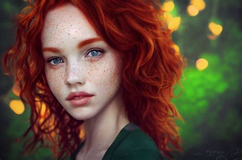 Most Beautiful Redhead Girl With Green Eyes Midjourney