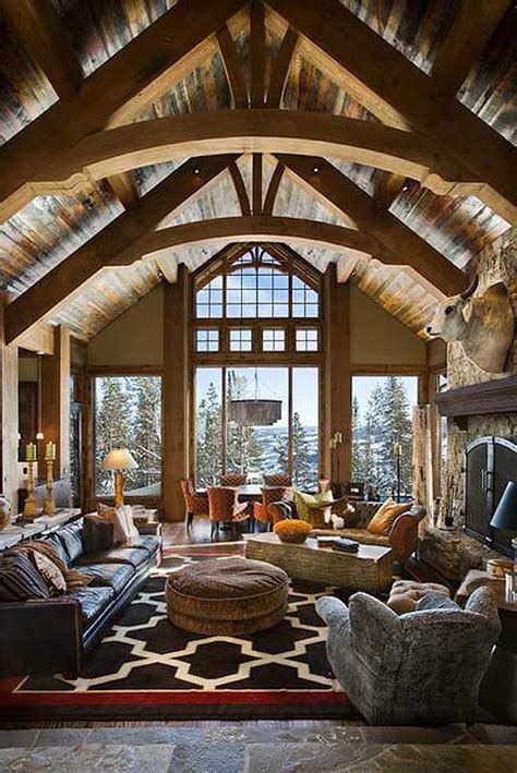 Amazing Lodge Living Room Decorating Ideas 04 Log Homes Rustic House