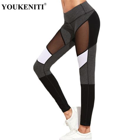 Youkeniti Color Patchwork Pants High Elastic Casual Women Fitness
