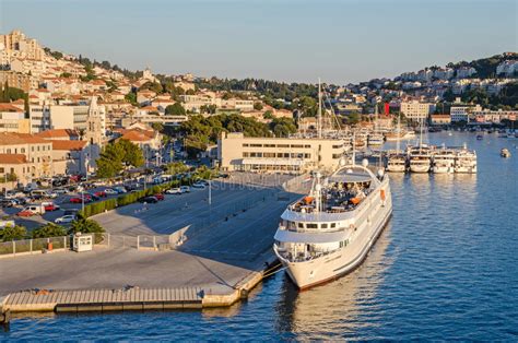 Seaport Of Dubrovnik At A Sunset Editorial Stock Image Image Of