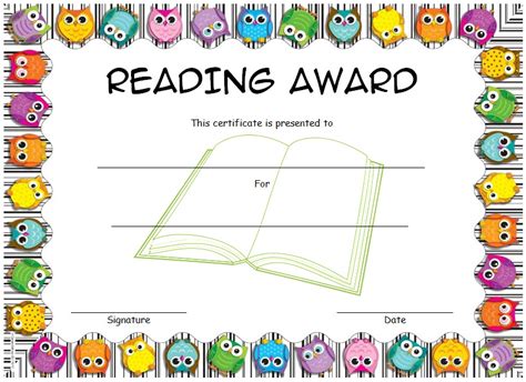 Reading Award Certificate Template Good Reader Award Certificate