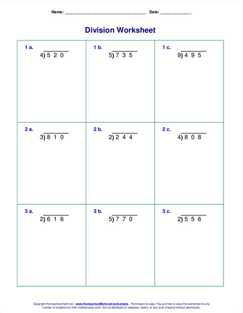 6th Grade Free Printable Long Division Worksheets Printable Templates