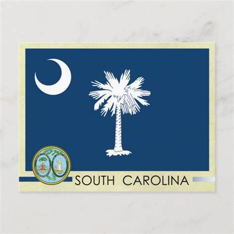 South Carolina State Flag And Seal Postcard