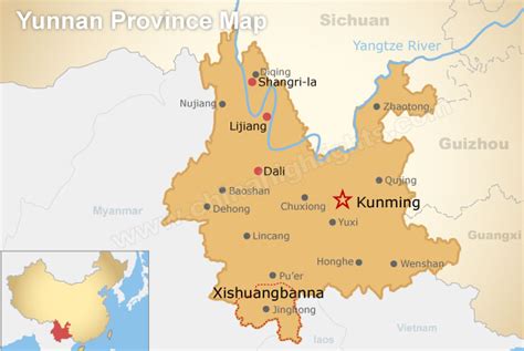 Yunan Map Map Of Yuannas Tourist Attractions And Cities