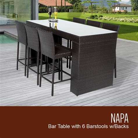 Napa Bar Table Set With Barstools 7 Piece Outdoor Wicker Patio Furniture